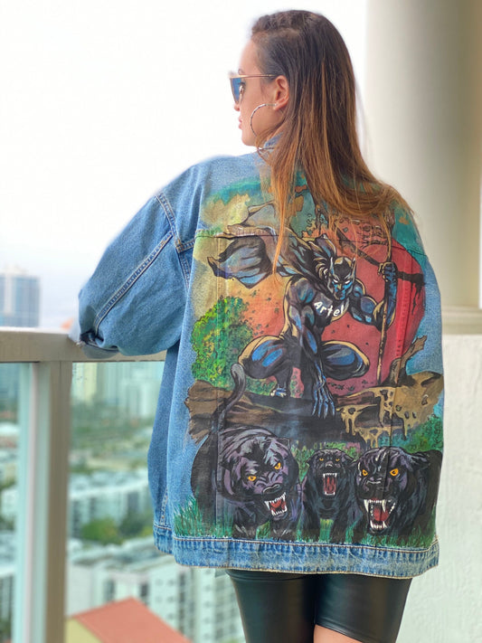 Men Hand Painted Denim Jackets Custom Designed Denim Jacket Acrylic Denim Jacket Handmade Denim Jacket with pop-art Gift for Him