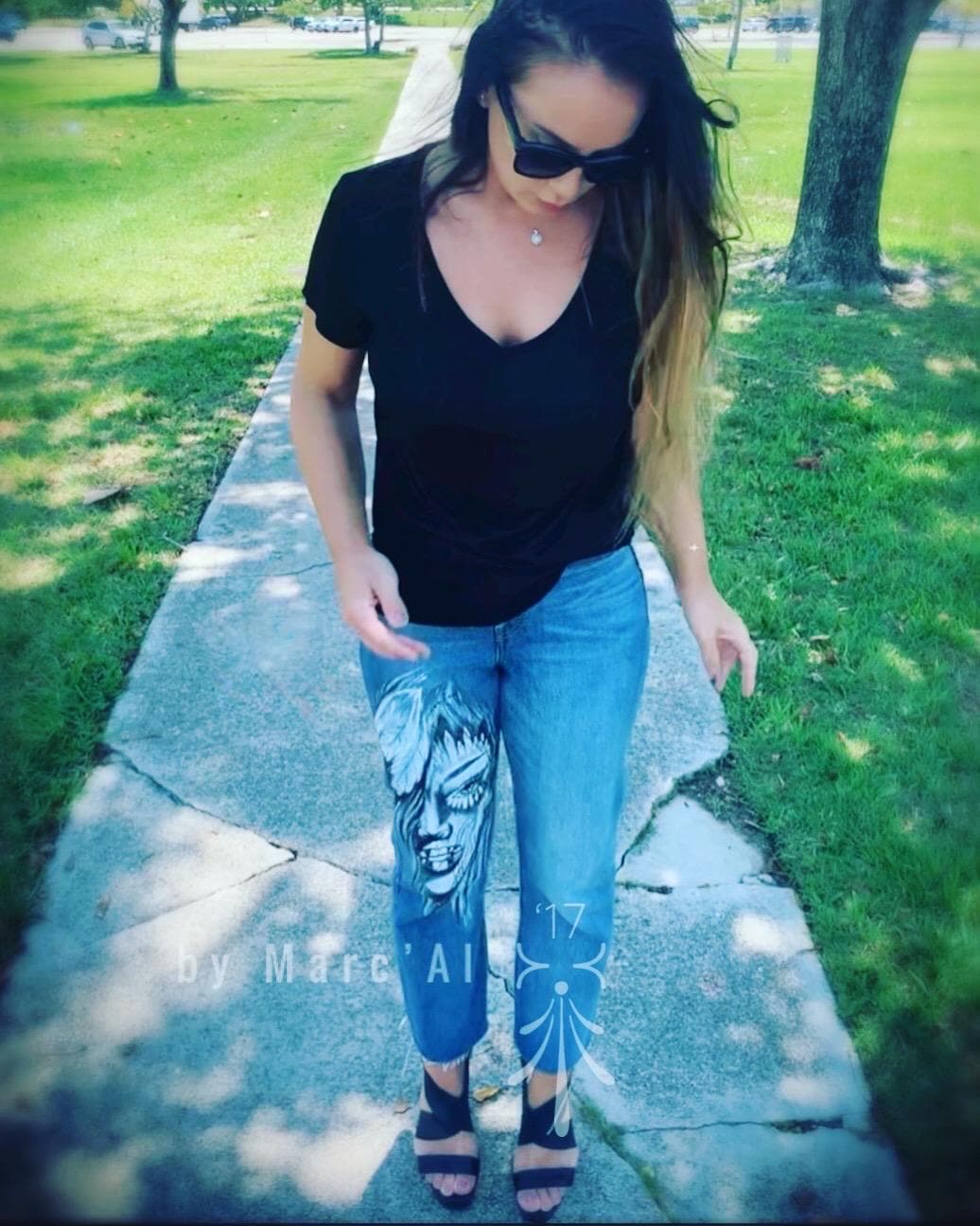 Custom Painted Jeans – Hand-Painted From Your Photo or Idea – Personalized Fashion – Wearable Art Pants – One of a Kind Gift