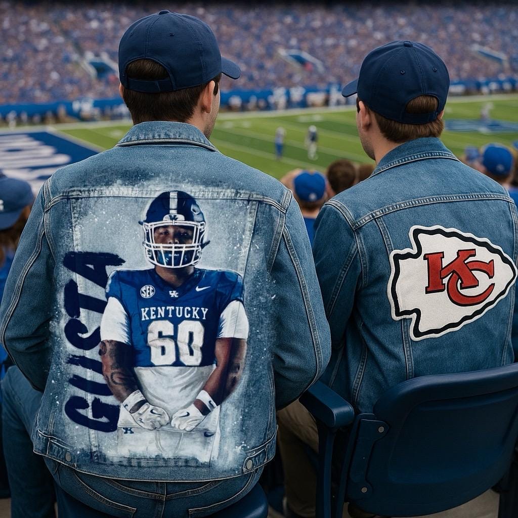 Sports Fan Birthday Gift – Custom Hand-Painted Portrait Denim Jacket, NFL NBA MLB Player with Team Logo & Number