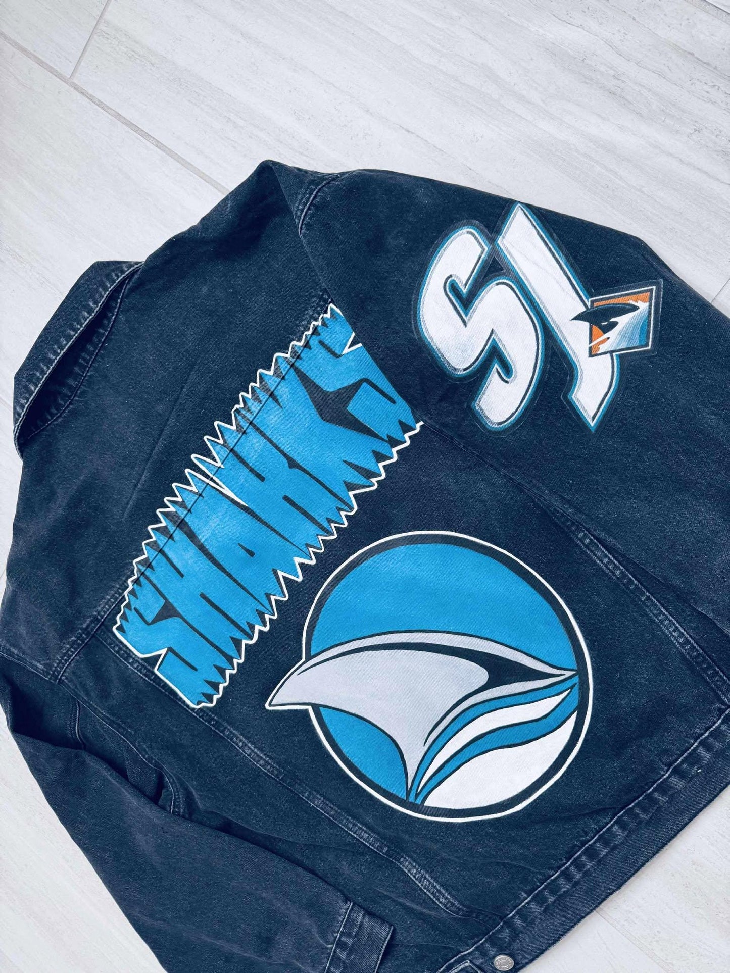 Game Day Outfit – San Jose Sharks Fan Denim Jacket | Sport Birthday Gift, Oversized Hand-Painted Jacket for Hockey Fans