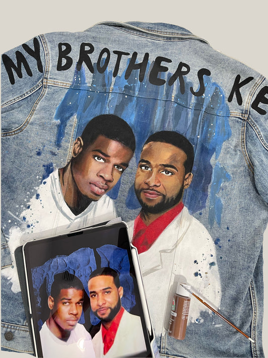 Custom Portrait Painted on Denim Jacket Christmas Gift Jean Jacket with Art Valentine gift Best  Personalized Gift Hand Painted Denim