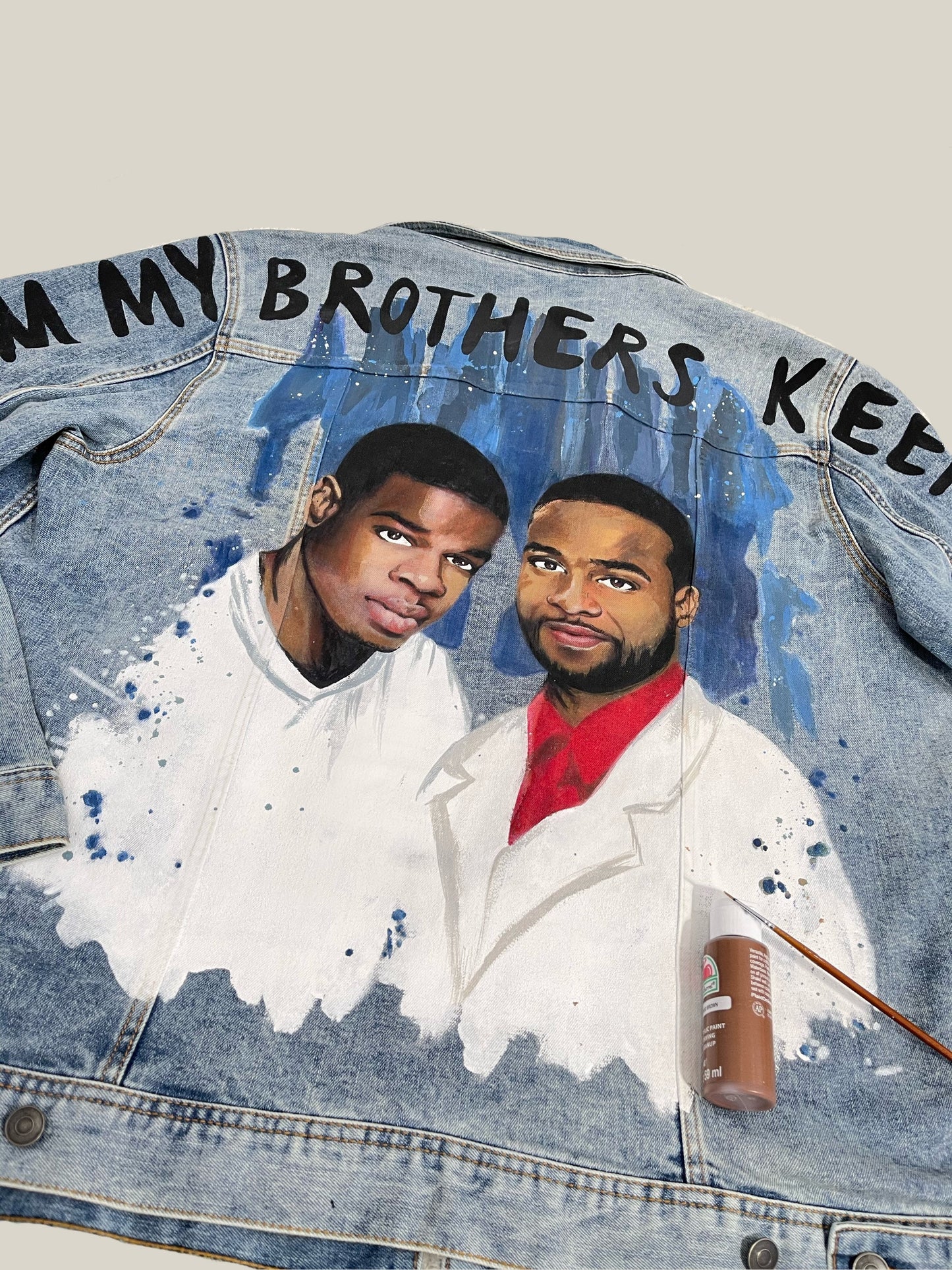 Custom Portrait Painted on Denim Jacket Christmas Gift Jean Jacket with Art Valentine gift Best  Personalized Gift Hand Painted Denim