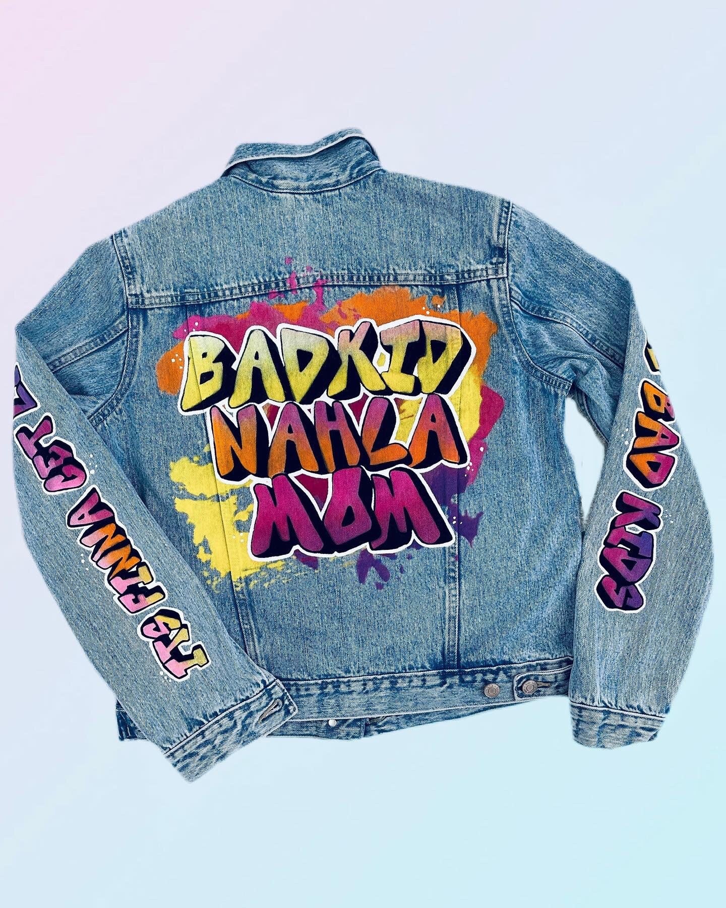Logo or Graffiti Hand Painted on Denim Jackets Custom Designed Denim Jacket Handmade Denim Jacket with art Best Gift