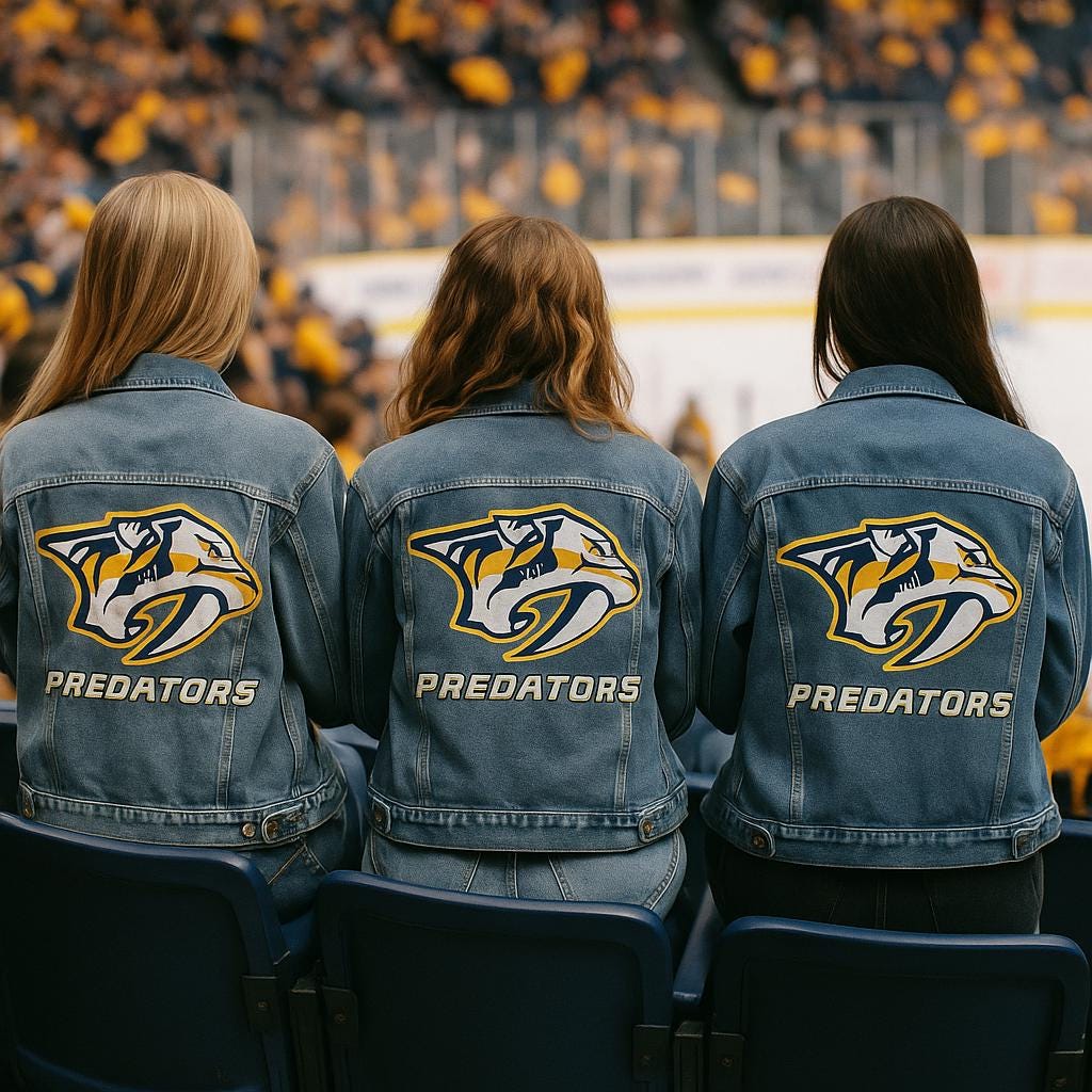 Birthday Gift for Sports Fans – Nashville Predators Denim Jacket | Custom Hand-Painted NHL Clothing, Oversized Hockey Fan Art