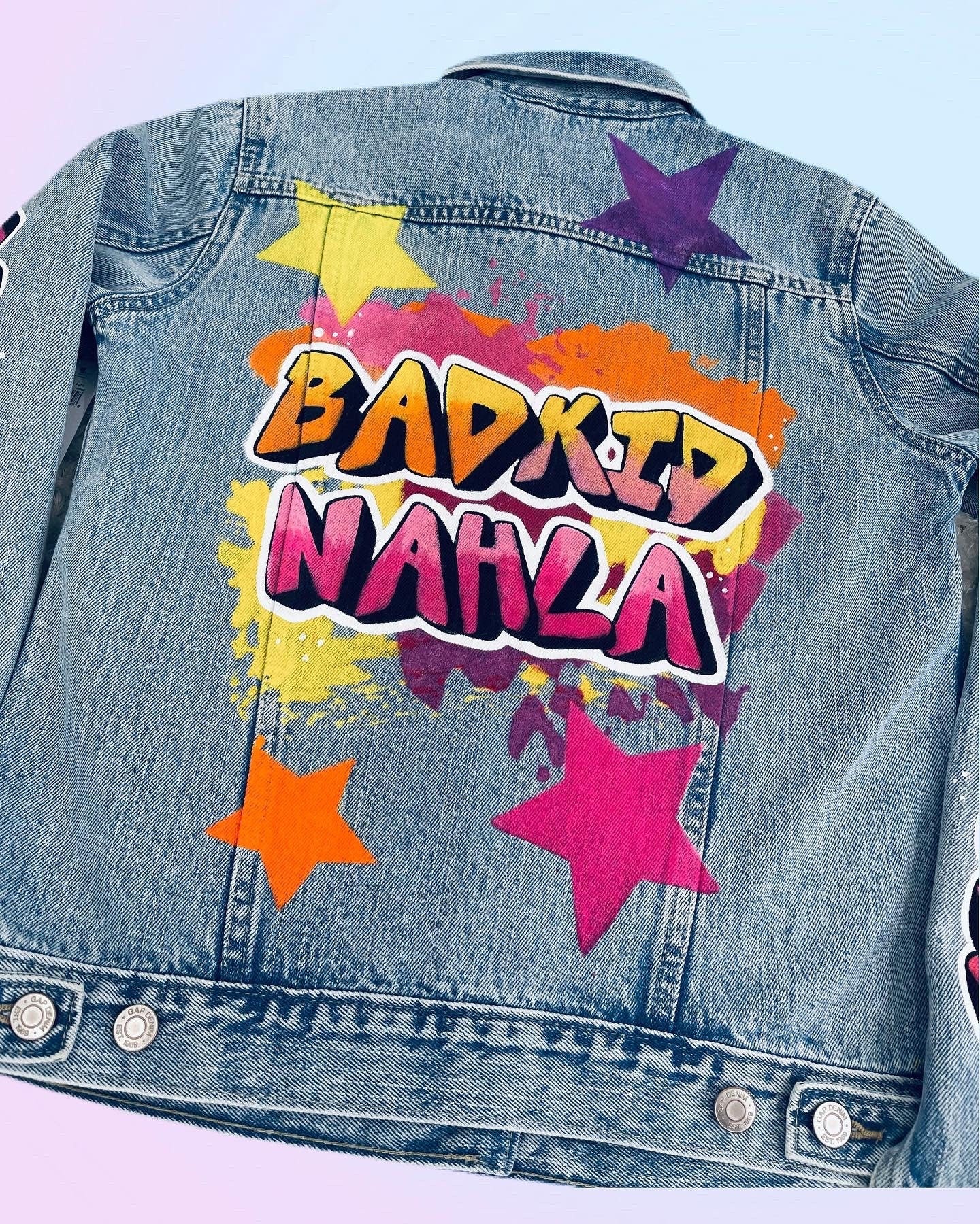 Logo or Graffiti Hand Painted on Denim Jackets Custom Designed Denim Jacket Handmade Denim Jacket with art Best Gift