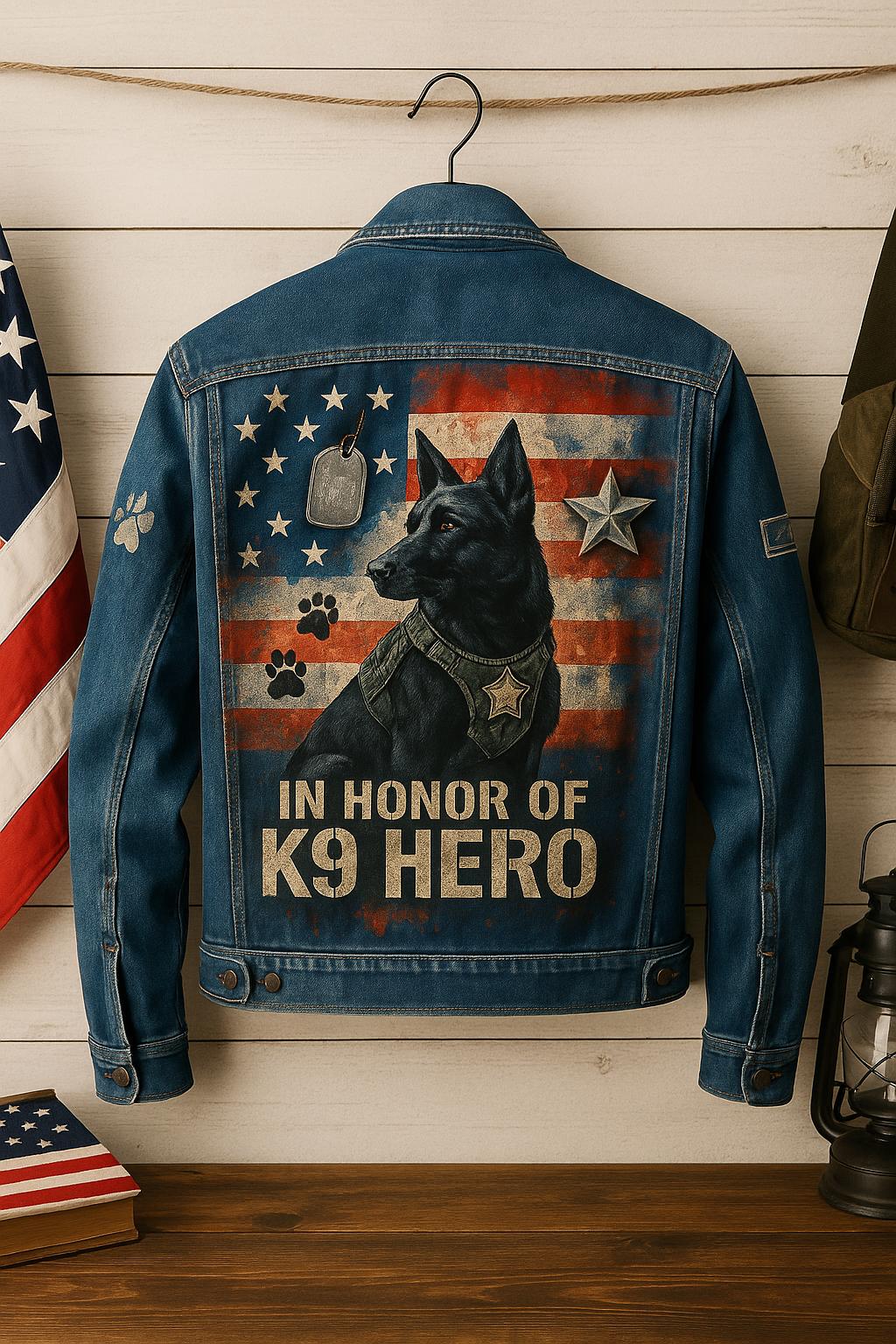 Custom Dog Portrait Jacket – Unique Pet Memorial Gift, K9 Tribute Hand-Painted Denim Jacket, Personalized Pet Lover Gift for Men & Women