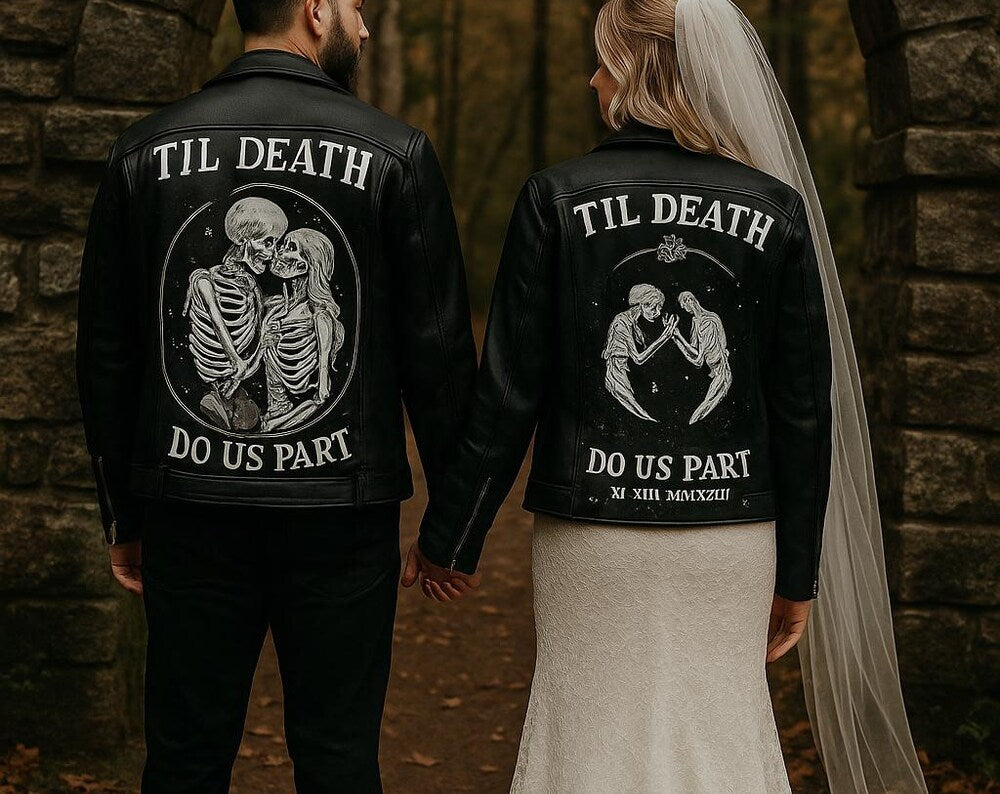 Custom Painted Faux Leather Bridal Jacket